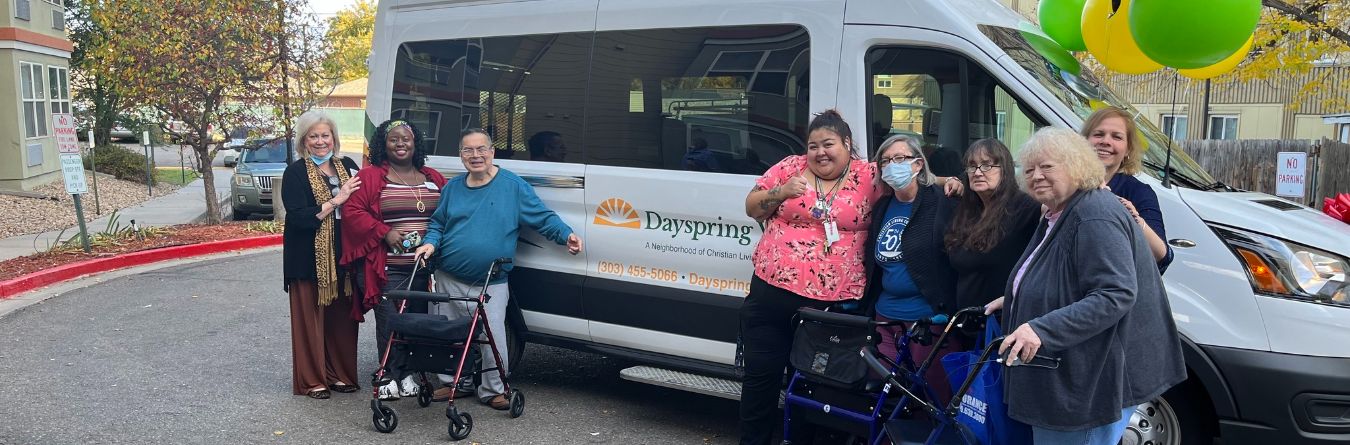 Dayspring Villa residents and team members celebrate arrival of new van